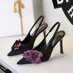 Cocktail Cutout out Back Strap Pointed Stiletto Heels