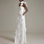 Stitching Floral Summer White Slim Fit Slim Backless Dress