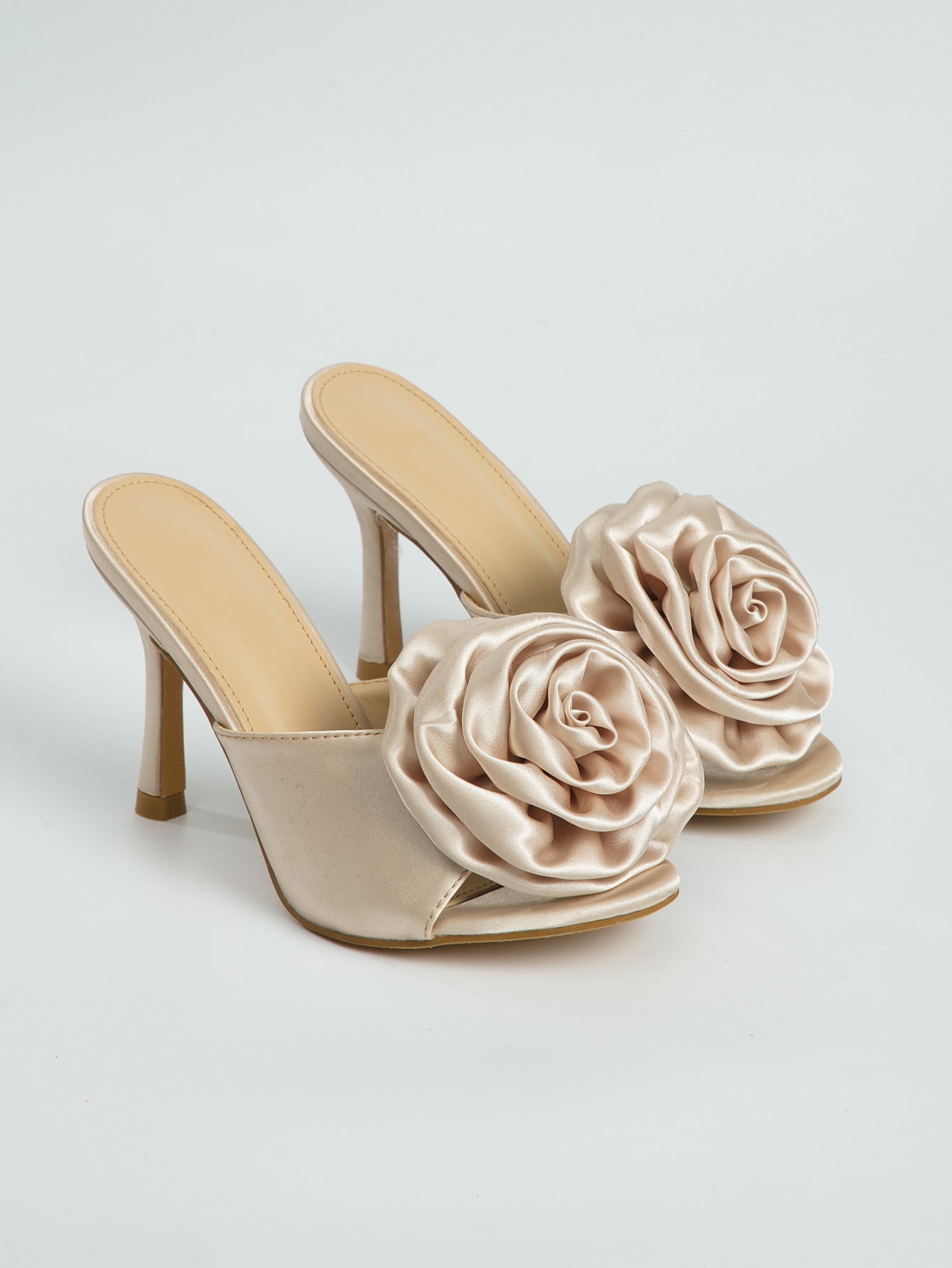 Low Cut Shoe Open Toe Floral Stiletto Heel Sandals