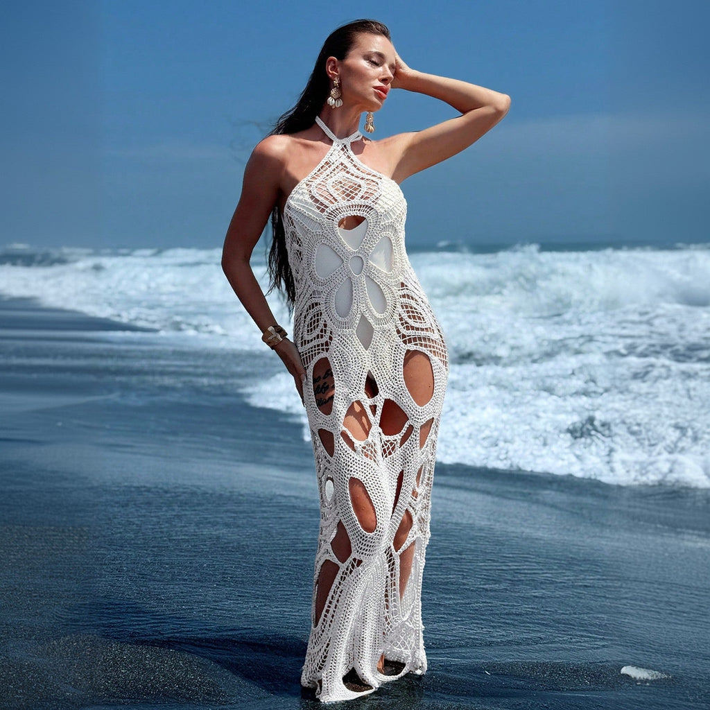 Cutout Halter Beach Cover up Bikini Swimsuit Dresses