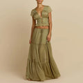 Elegant Fashion Mesh Hight Waist Solid Vacation Outfits