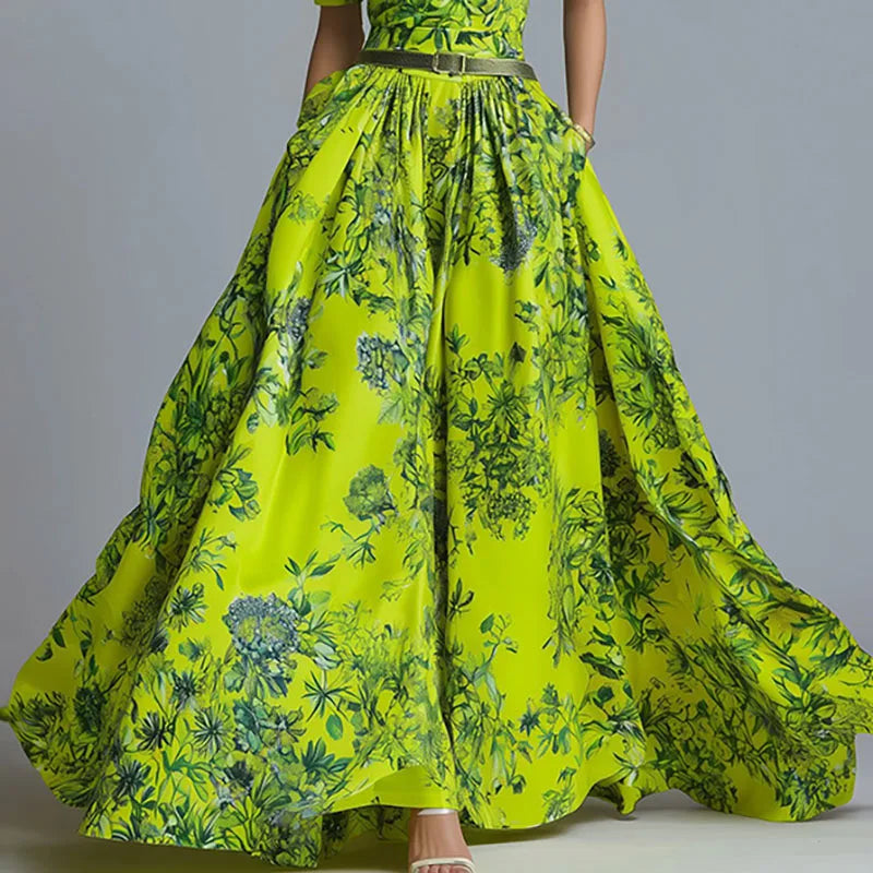 Fashion O Neck Floral Print Bohemian Maxi Dress