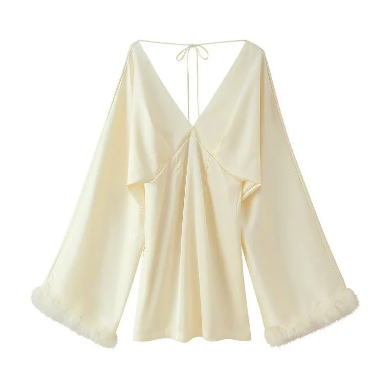 Feather Trim Skirt Dress