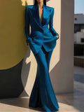 Elegant Women Suits 2 Pieces Blazer Pants Peaked Lapel Double-breasted