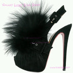 Brown Tassel Feather Buckle Stiletto Heels
