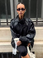 Pebble Faux Leather Jacket Motorcycle Style