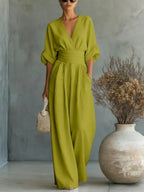 High Waist V-neck Jumpsuits Sexy Outfit