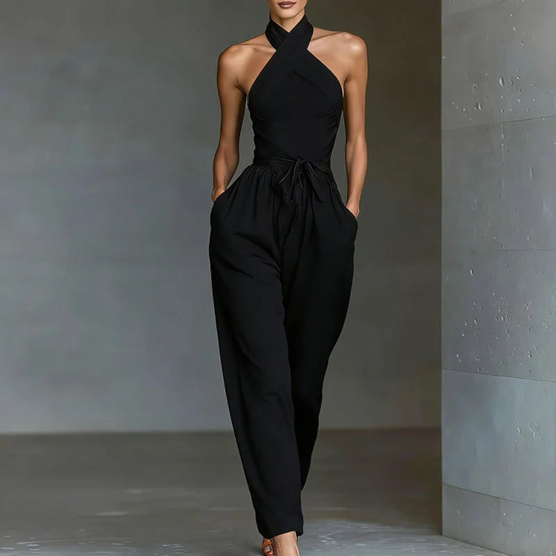 Chic Sexy Criss Cross Halter Backless Jumpsuit Romper