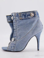 Catwalk High Heel Denim Square Toe Boots