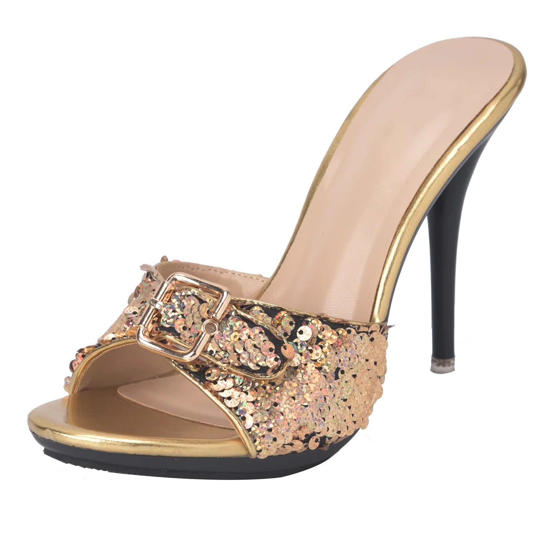Open Toe High Heeled Slippers Buckle Sandals