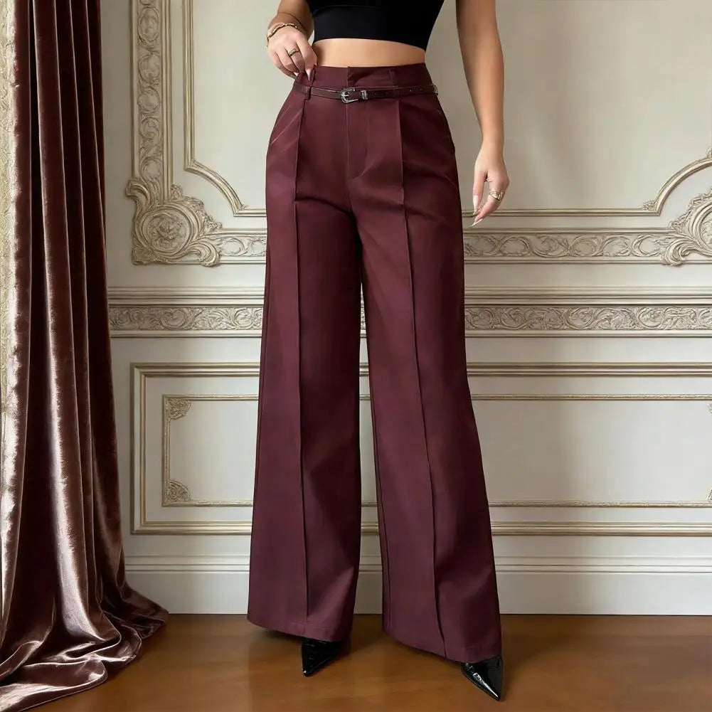 Elegant High Waist Wide Leg Fashion Straight-cut Suit Pants