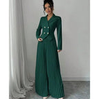 Fashion Pleated Trousers Two-piece Women's Suit Short Top Suit