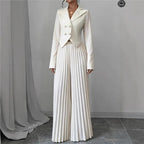 Fashion Pleated Trousers Two-piece Women's Suit Short Top Suit