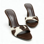 Suede Slippers Retro Elegant High Heels Slide