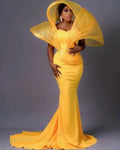 Yellow Mermaid Sweetheart Evening Gowns