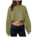 🧘‍♀️ Women’s Long Sleeve Loose-Fit Crop Top
