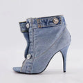 Catwalk High Heel Denim Square Toe Boots