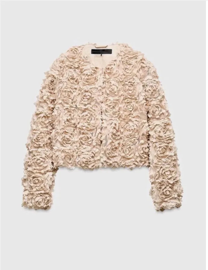 Sweet Versatile Baseball Floral Short Jacket
