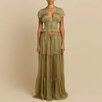Elegant Fashion Mesh Hight Waist Solid Vacation Outfits