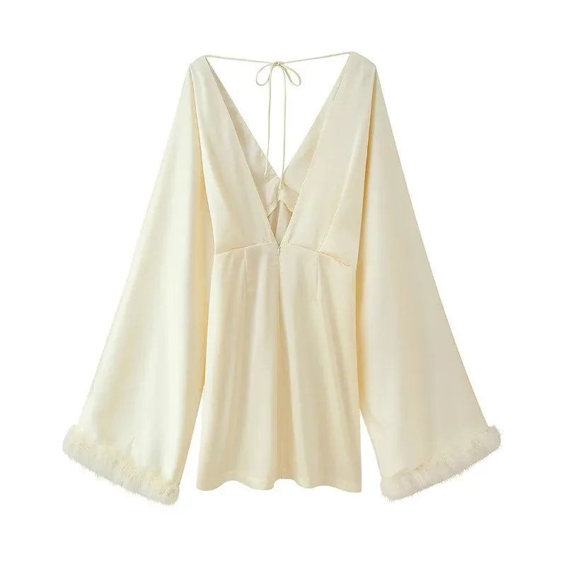 Feather Trim Skirt Dress