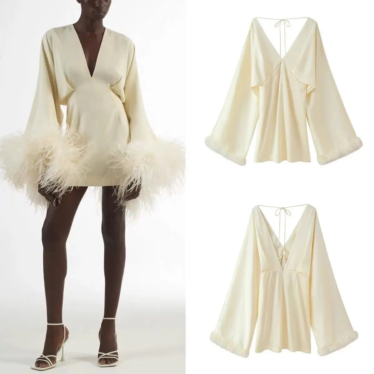 Feather Trim Skirt Dress