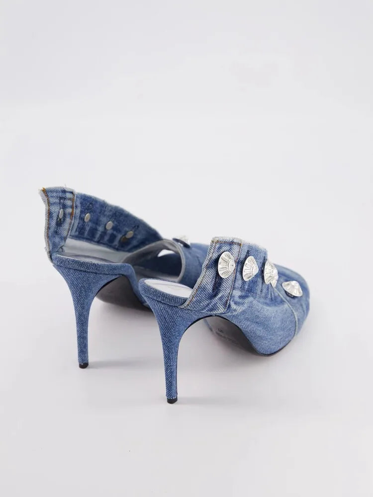 Catwalk High Heel Denim Square Toe Boots