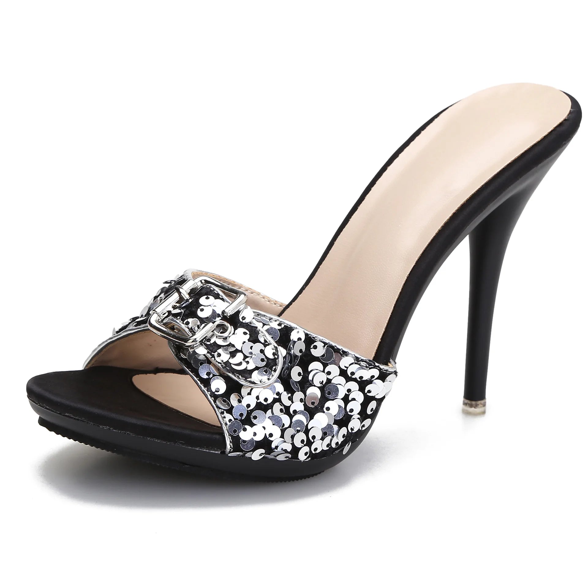 Open Toe High Heeled Slippers Buckle Sandals