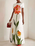 Fashion Flower Printed Loose Elegant Party Dresses