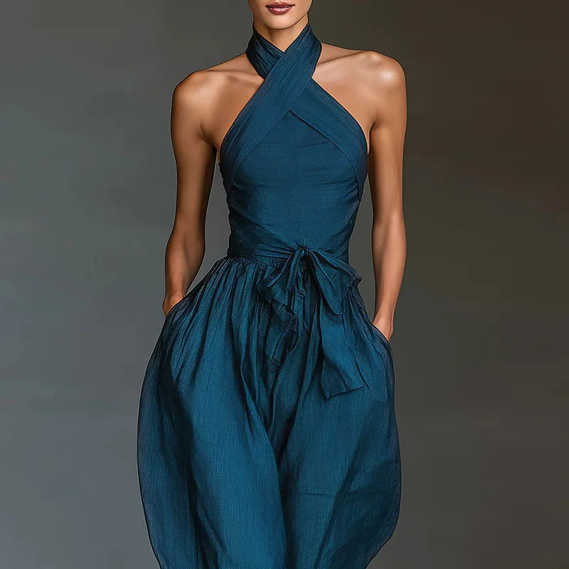 Chic Sexy Criss Cross Halter Backless Jumpsuit Romper