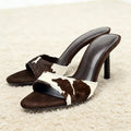 Suede Slippers Retro Elegant High Heels Slide