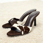 Suede Slippers Retro Elegant High Heels Slide