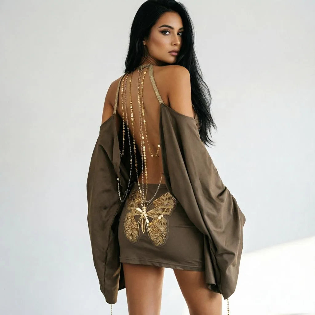 Elegant Chic Vintage Luxury Backless Flowy Outfits