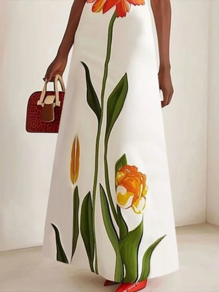 Fashion Flower Printed Loose Elegant Party Dresses
