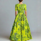 Fashion O Neck Floral Print Bohemian Maxi Dress