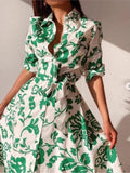 Fashion Printed Shirt Dress Robe