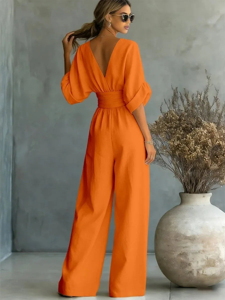 High Waist V-neck Jumpsuits Sexy Outfit