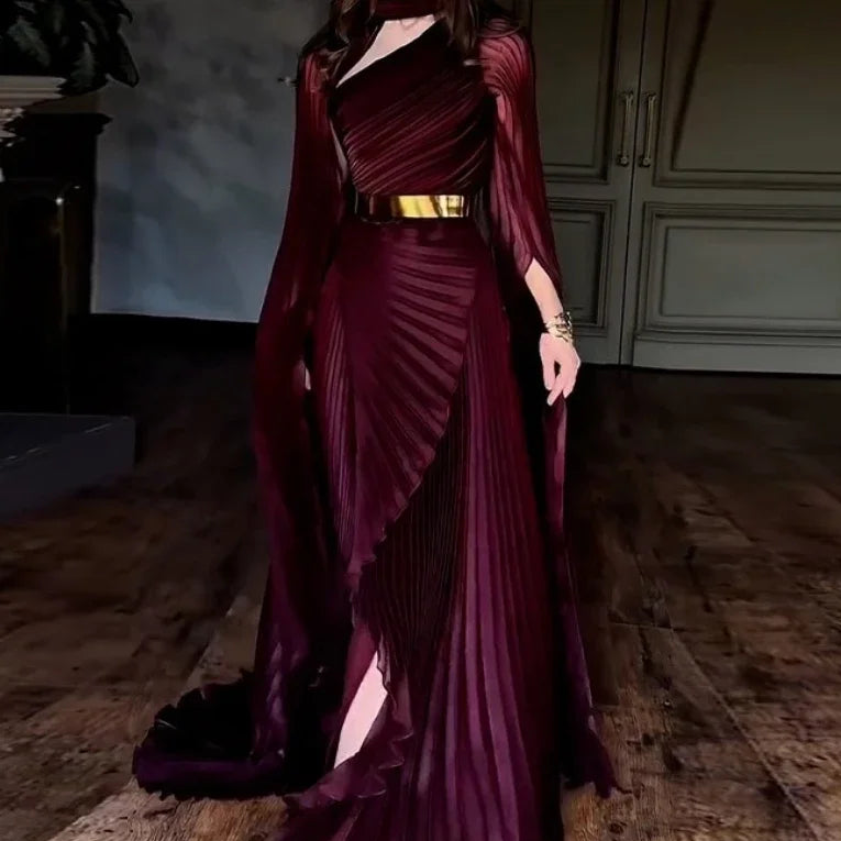 Elegant Party Batwing Sleeve Shawl Split Long Dresses
