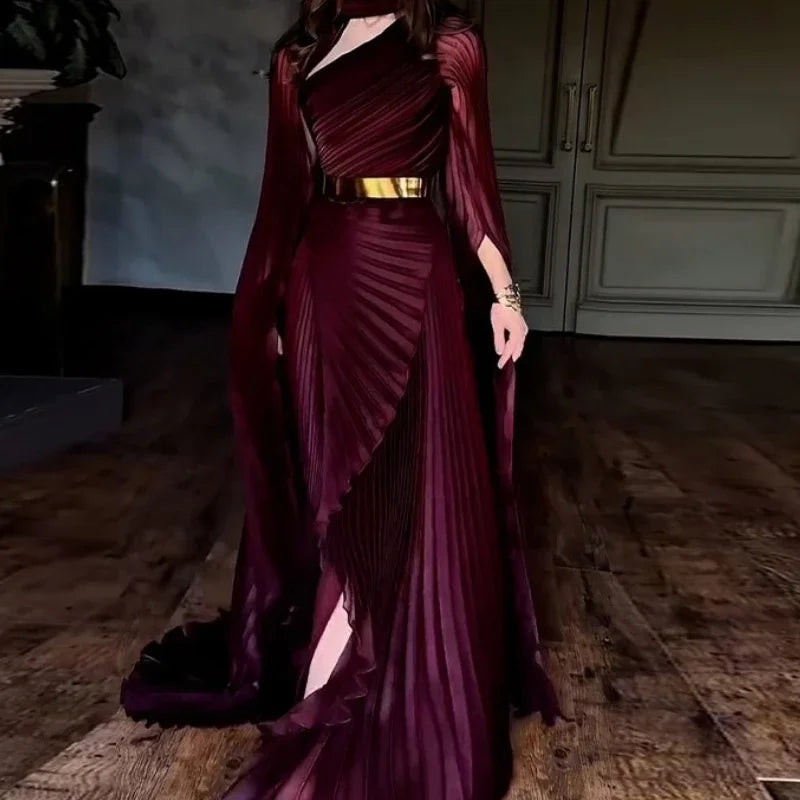 Elegant Party Batwing Sleeve Shawl Split Long Dresses