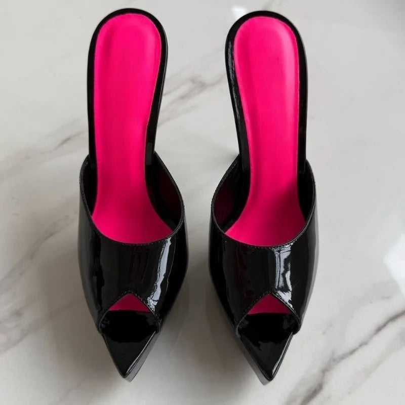 Patent Leather Platform Mules Slip-On