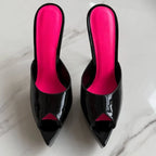 Patent Leather Platform Mules Slip-On