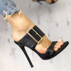 Open Toe High Heeled Slippers Buckle Sandals