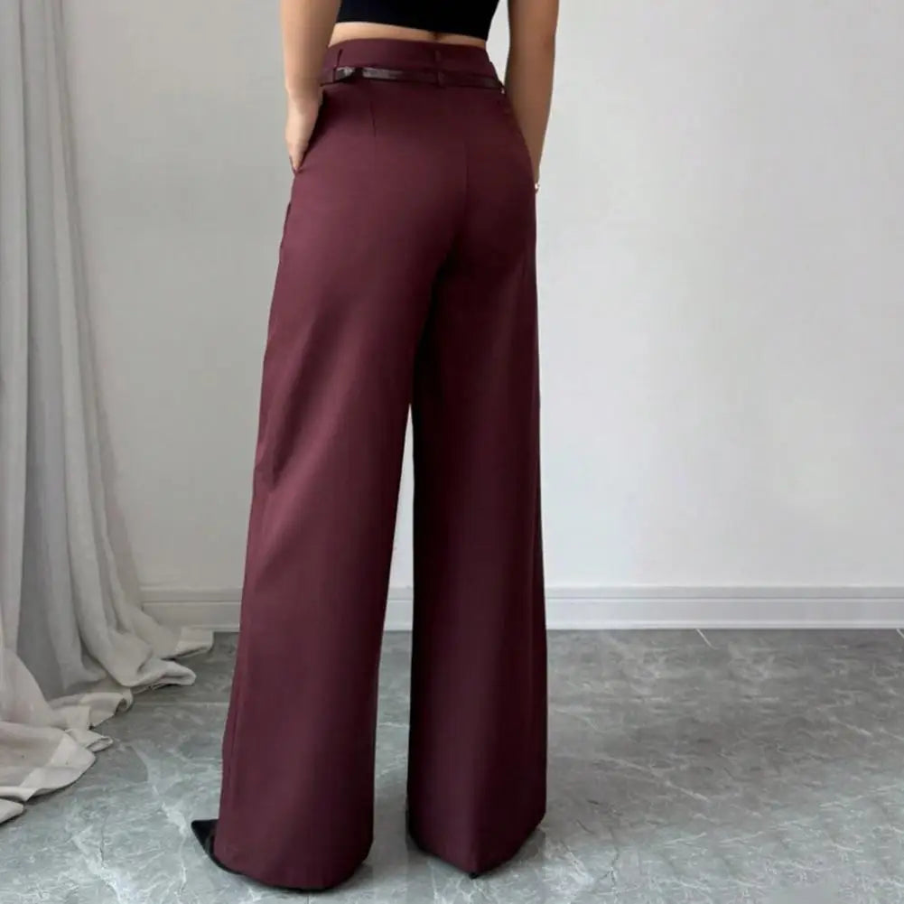 Elegant High Waist Wide Leg Fashion Straight-cut Suit Pants