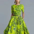 Fashion O Neck Floral Print Bohemian Maxi Dress