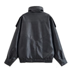 Pebble Faux Leather Jacket Motorcycle Style