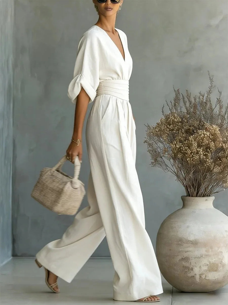 High Waist V-neck Jumpsuits Sexy Outfit