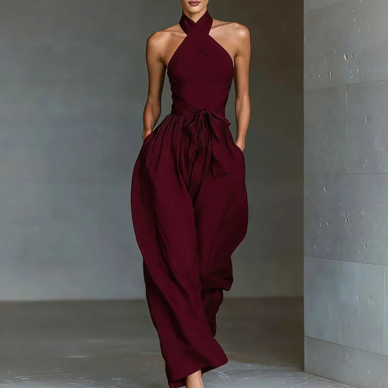 Chic Sexy Criss Cross Halter Backless Jumpsuit Romper