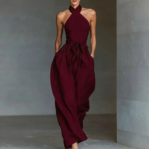 Chic Sexy Criss Cross Halter Backless Jumpsuit Romper