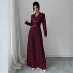 Fashion Pleated Trousers Two-piece Women's Suit Short Top Suit