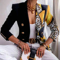 Vintage Office Double Breasted Blazer Notched Collar Chic Blazer