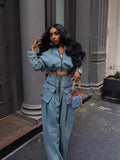 2 Piece Vintage Wide Leg Pants Coat Outfits